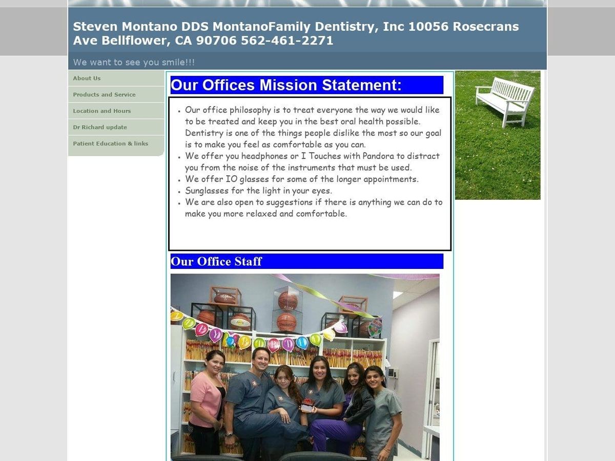 Montano Family Dentist Website Screenshot from montanofamilydentistry.com