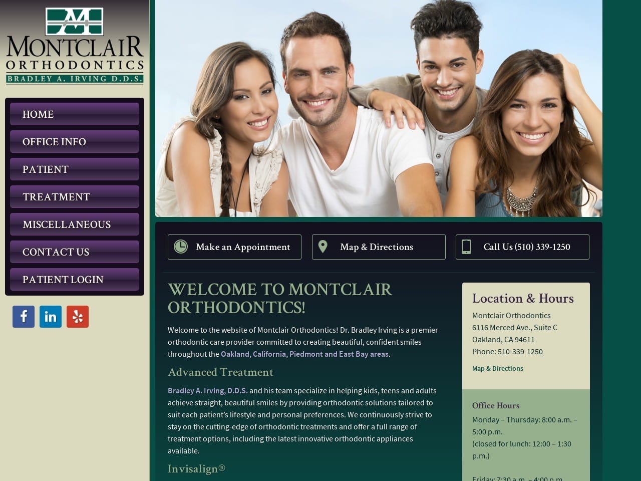 Montclair Orthodontics Dr. Bradley Irving Website Screenshot from montclairortho.com