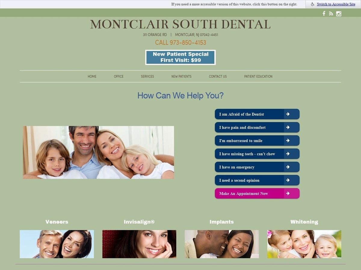 Montclair South Dental Associates Website Screenshot from montclairsouthdental.com