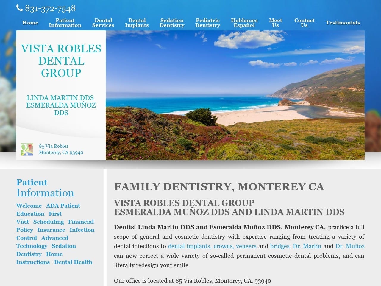 Vista Robles Dental Group Website Screenshot from montereybaydentist.com