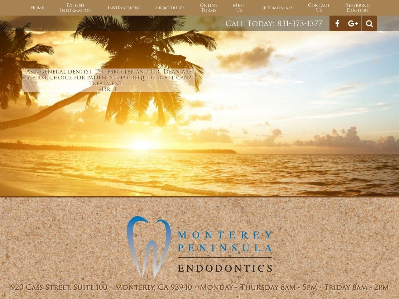 Monterey Peninsula Endodontics Website Screenshot from montereyendo.com