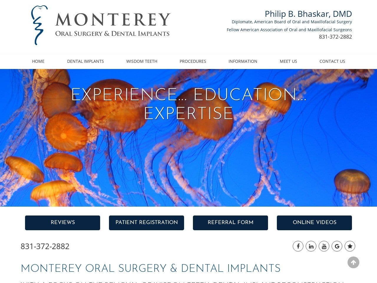 Bhaskar Dentist Website Screenshot from montereyoralsurgery.com