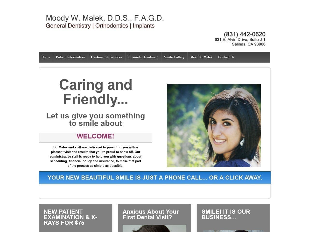 Moody W. Malek D.D.S. F.A.G Website Screenshot from moodymalekdds.com