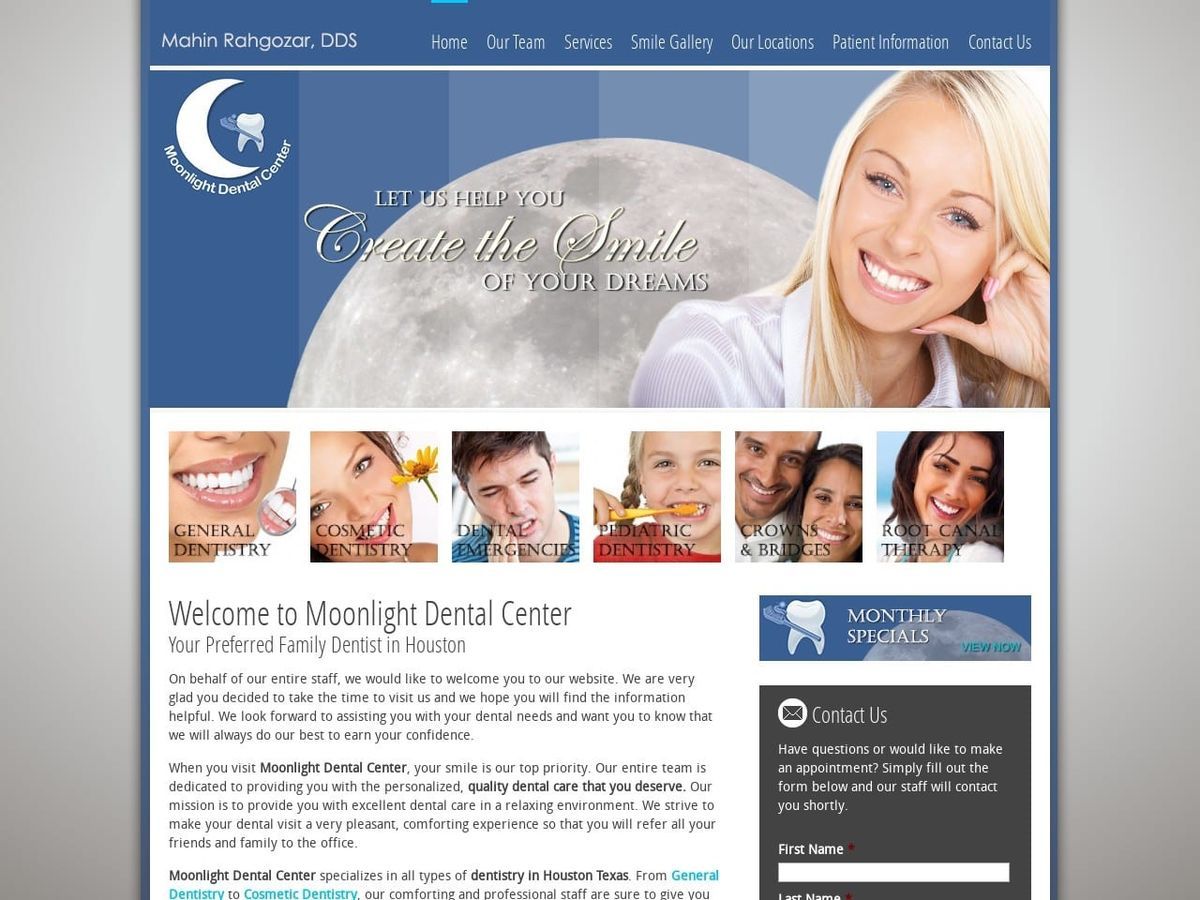 Moonlight Dental Center Website Screenshot from moonlightdentalcenter.com