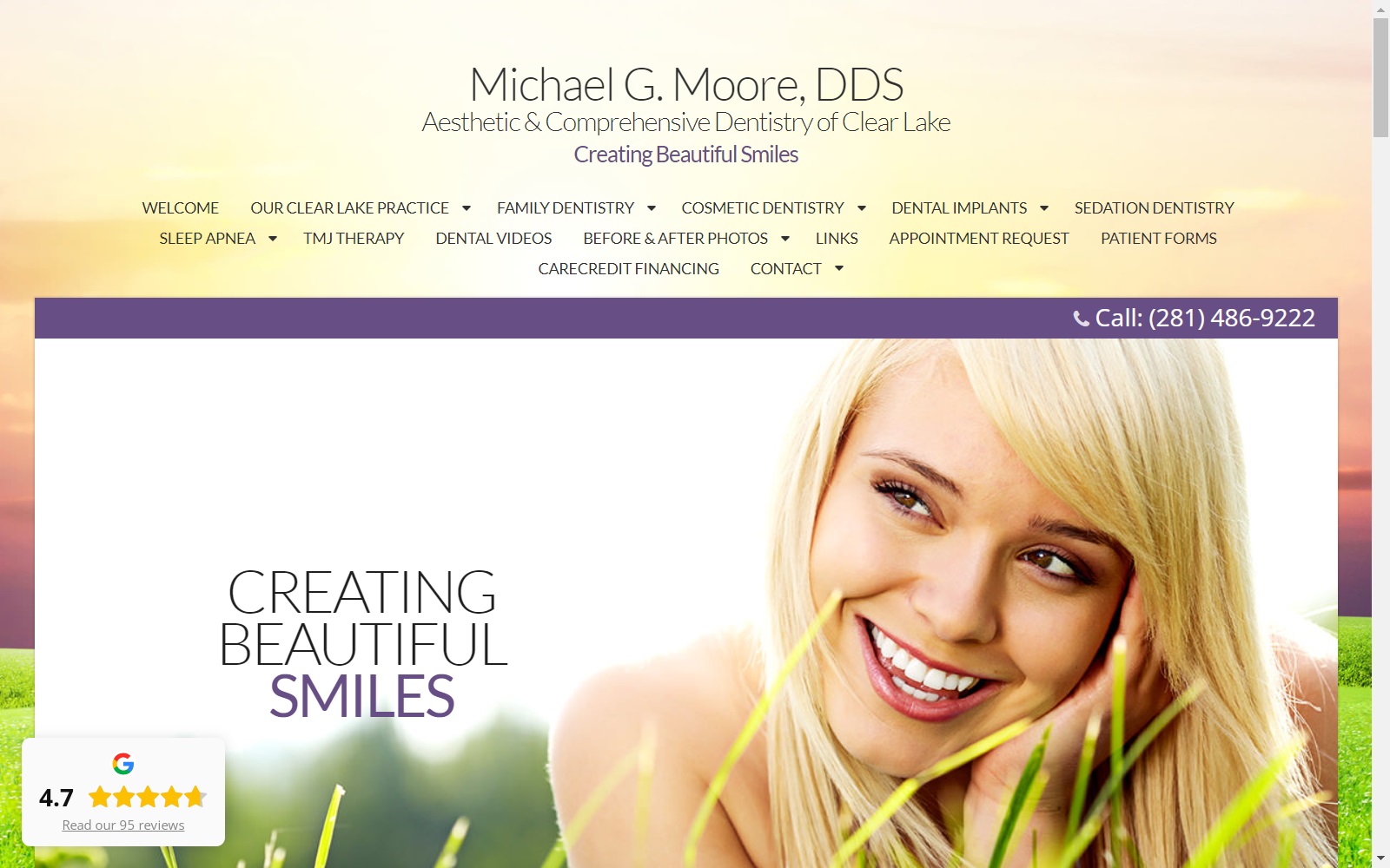 mooreclearlakedentist.com screenshot