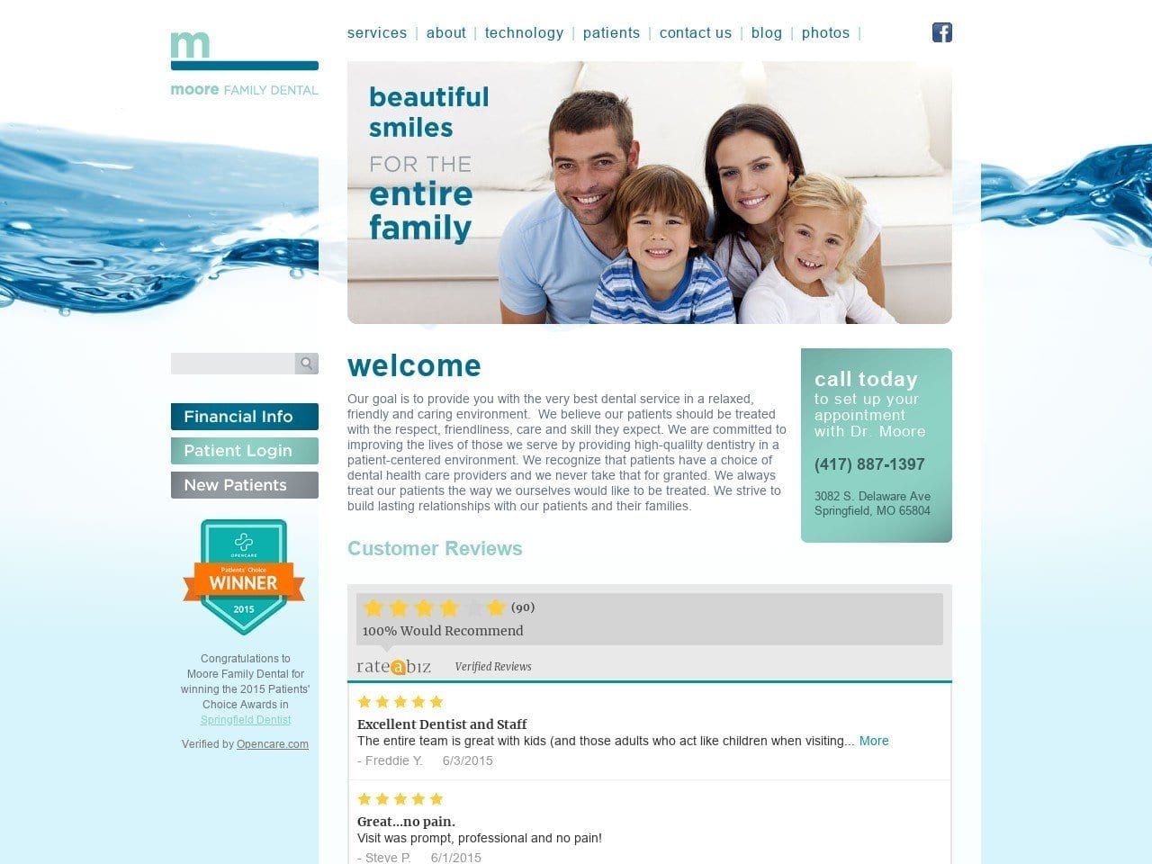 Moore Family Dental Website Screenshot from moorefamilydentalcare.com