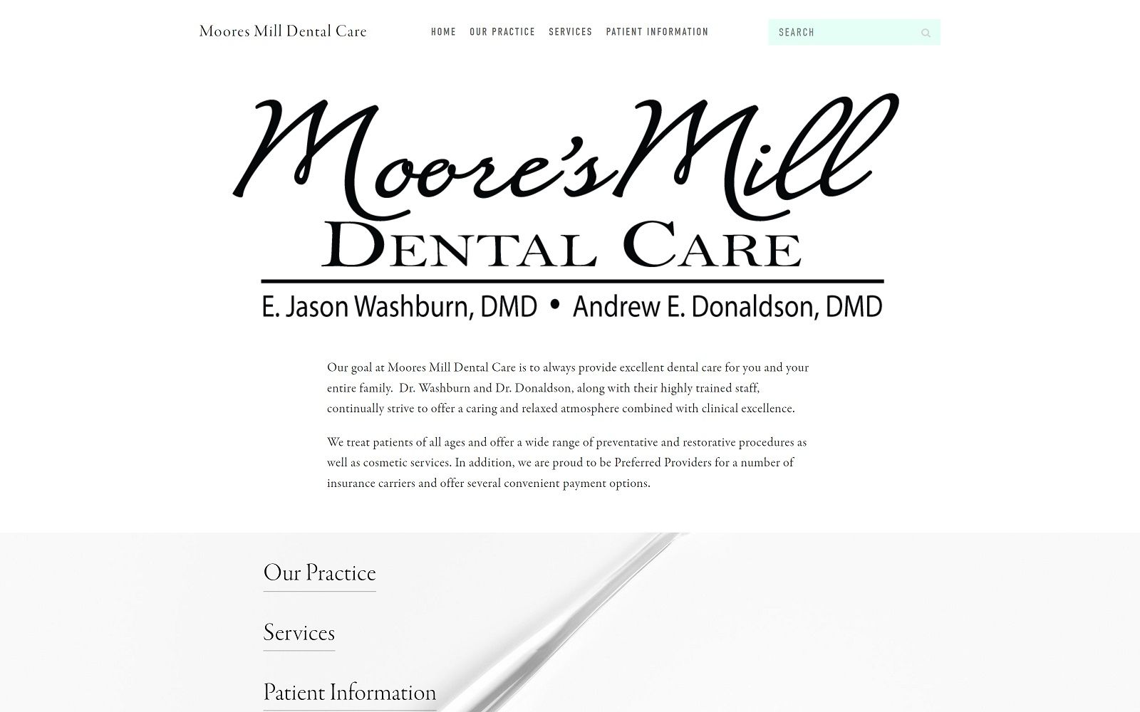 mooresmilldentalcare.com screenshot