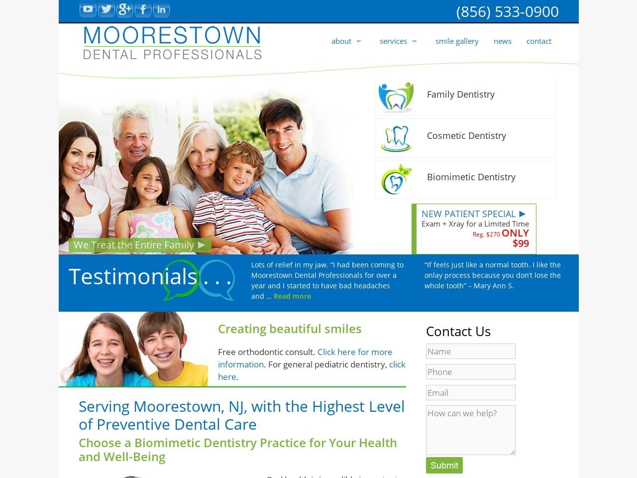 Dr. Ahmed Esmail DMD Website Screenshot from moorestownsmiles.com