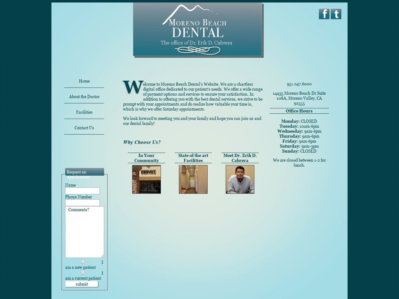 Moreno Beach Dental Website Screenshot from morenobeachdental.com