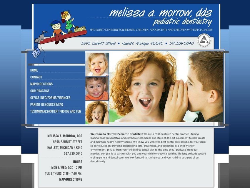Morrow Dentist Website Screenshot from morrowpediatricdentistry.com