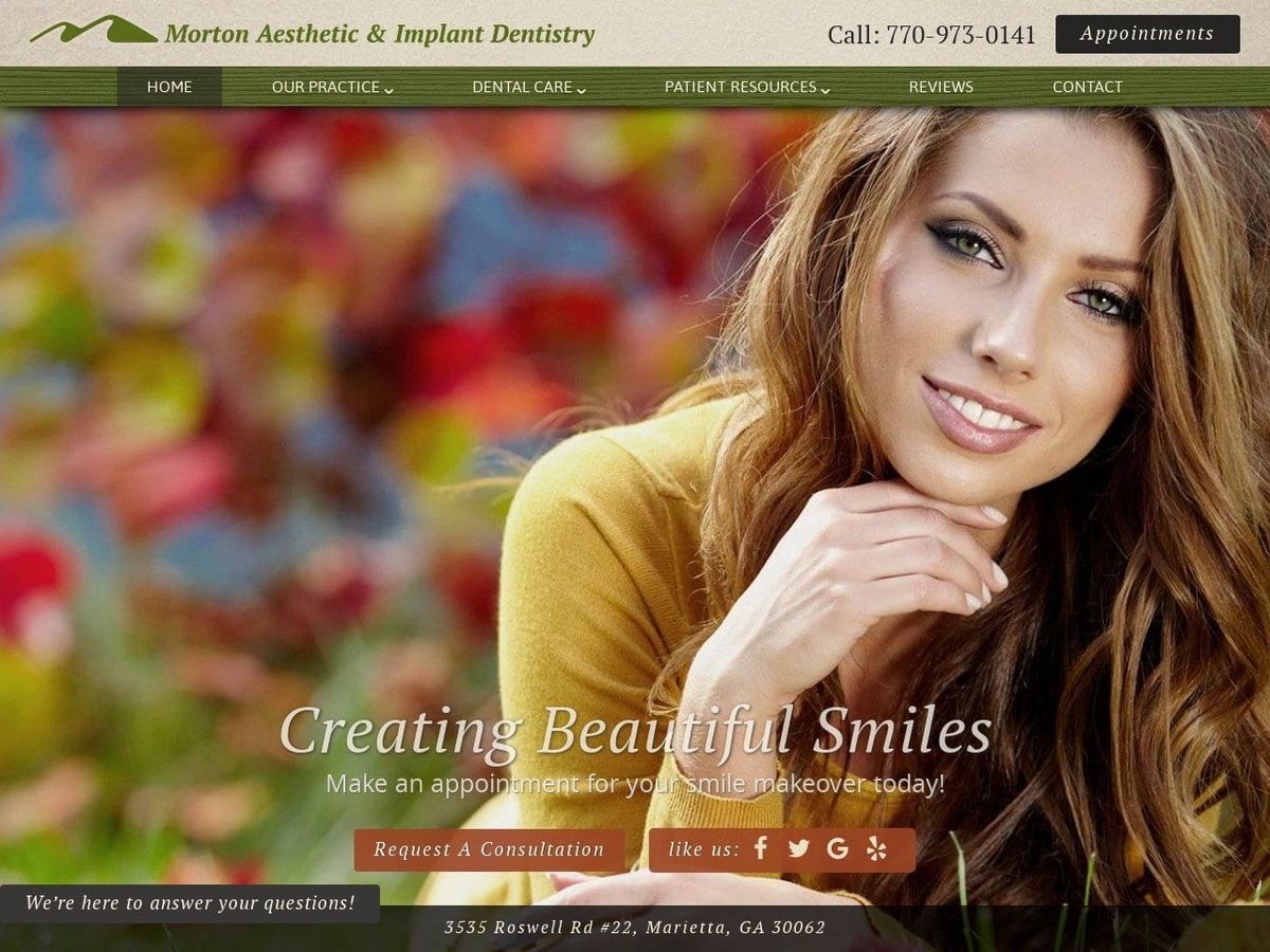 Morton General And Implant Dentist Website Screenshot from mortonimplantdentistmarietta.com