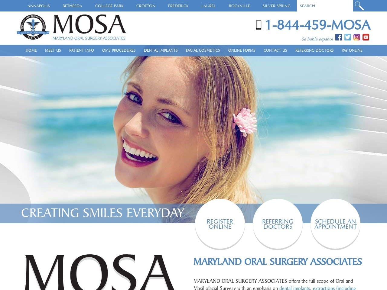 Maryland Oral Surgery Associates Website Screenshot from mosa4os.com