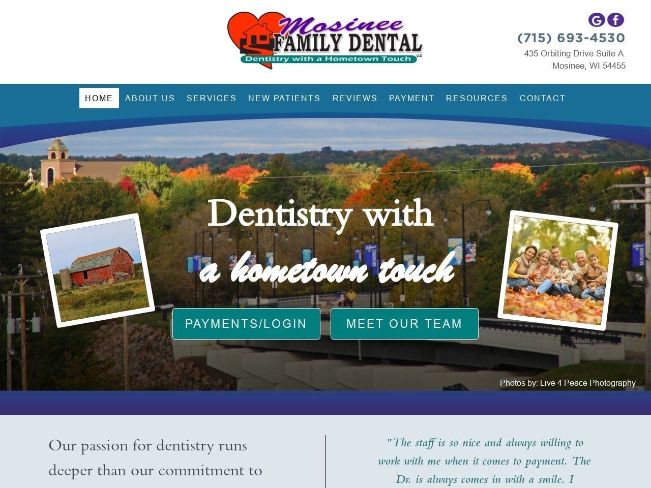 Mosinee Family Dental Website Screenshot from mosineefamilydental.com