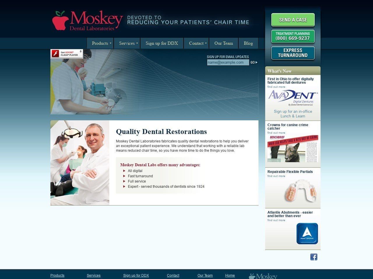 Moskey Dental Laboratories Website Screenshot from moskeydental.com