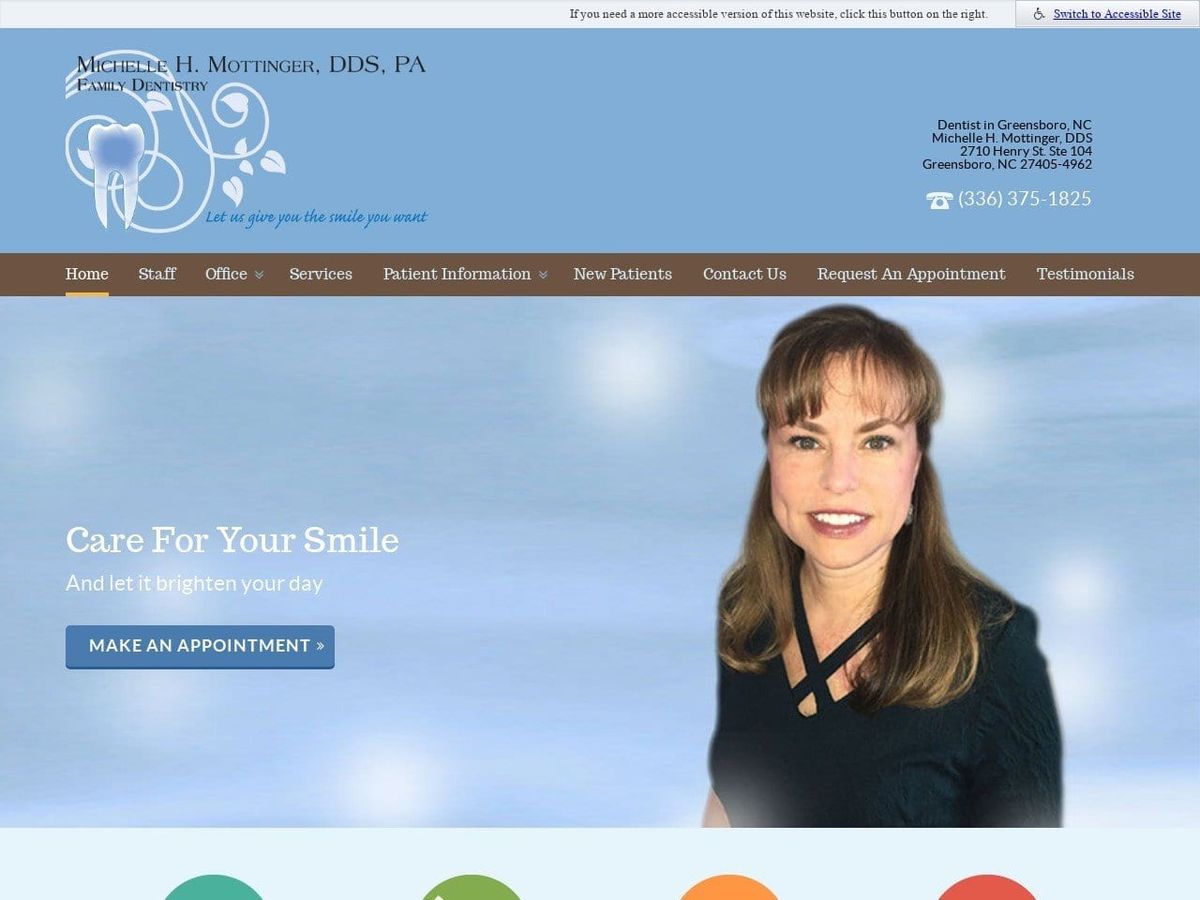 Michelle H Mottinger DDS PA Website Screenshot from mottingerdds.com