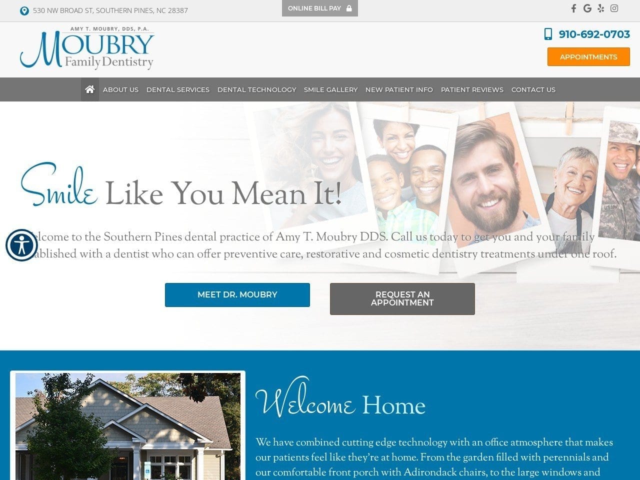 Amy T. Moubry DDS Website Screenshot from moubryfamilydentistry.com