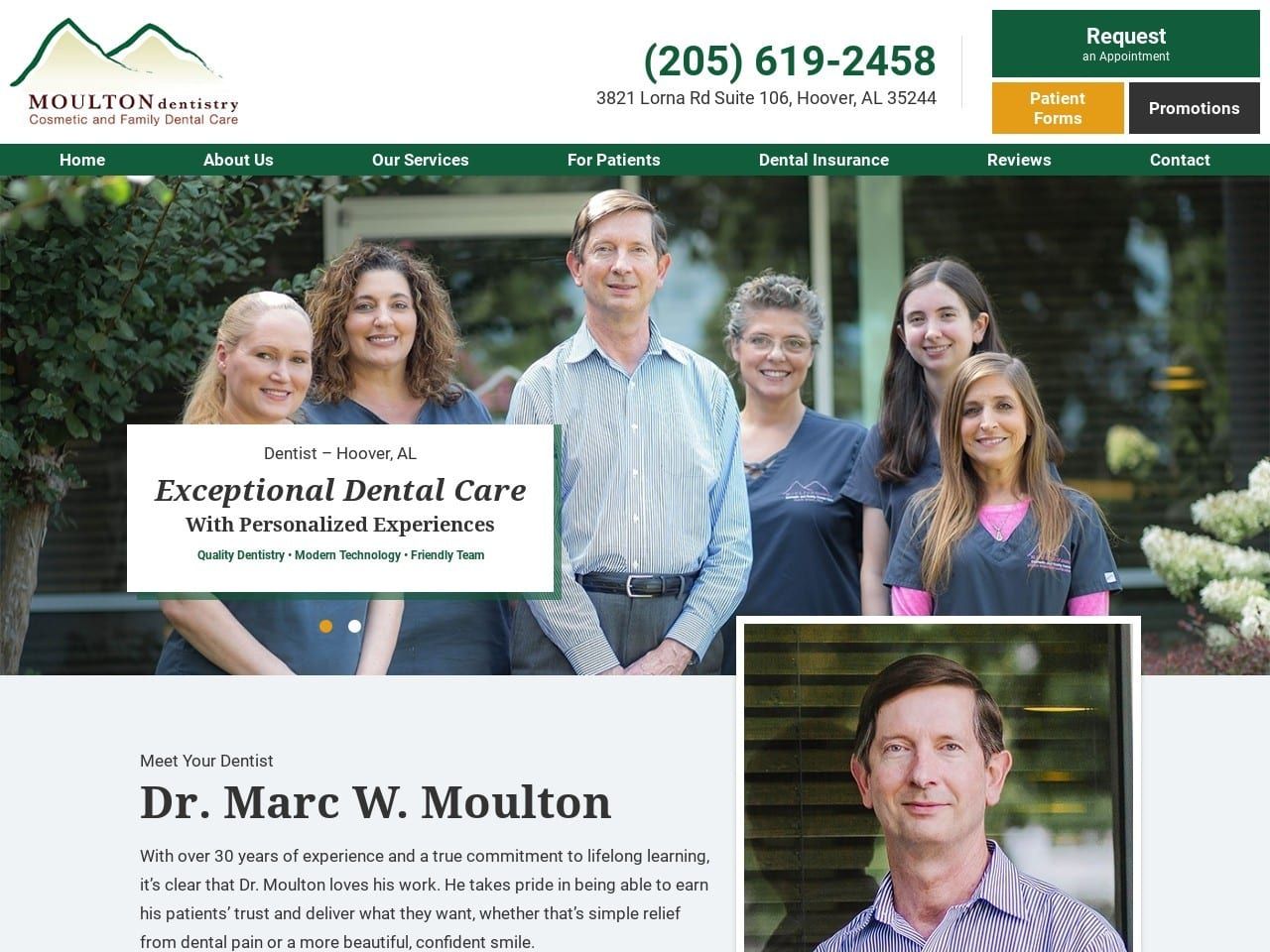 Moulton Dentistry Website Screenshot from moultondentistry.com