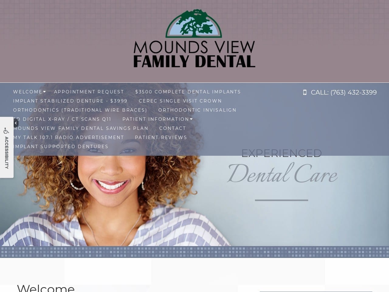 Mounds View Family Dental Website Screenshot from moundsviewfamilydental.com