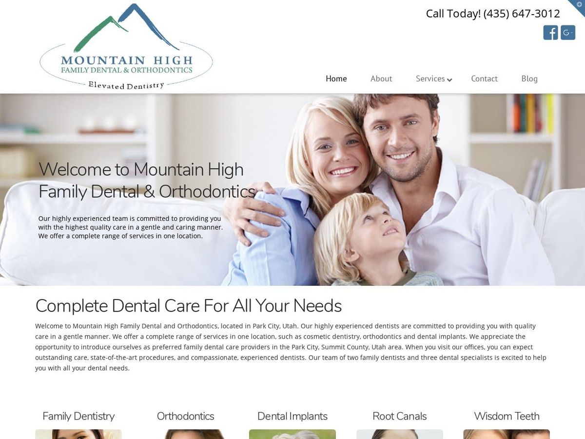 Mountain High Dental Website Screenshot from mountainhighdental.com