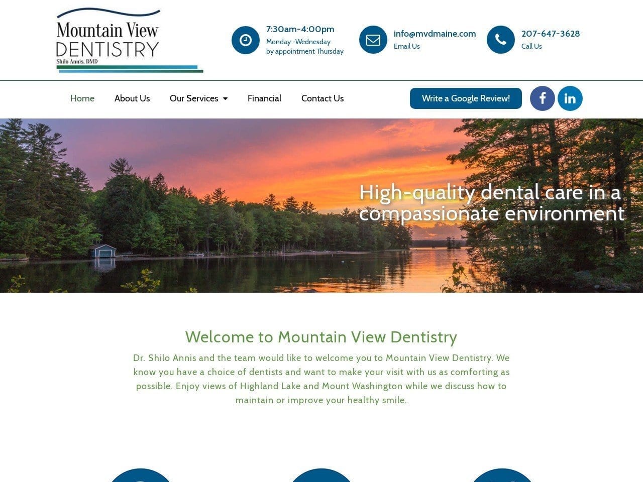 Mountain View Dentist Website Screenshot from mountainviewdentistrymaine.com