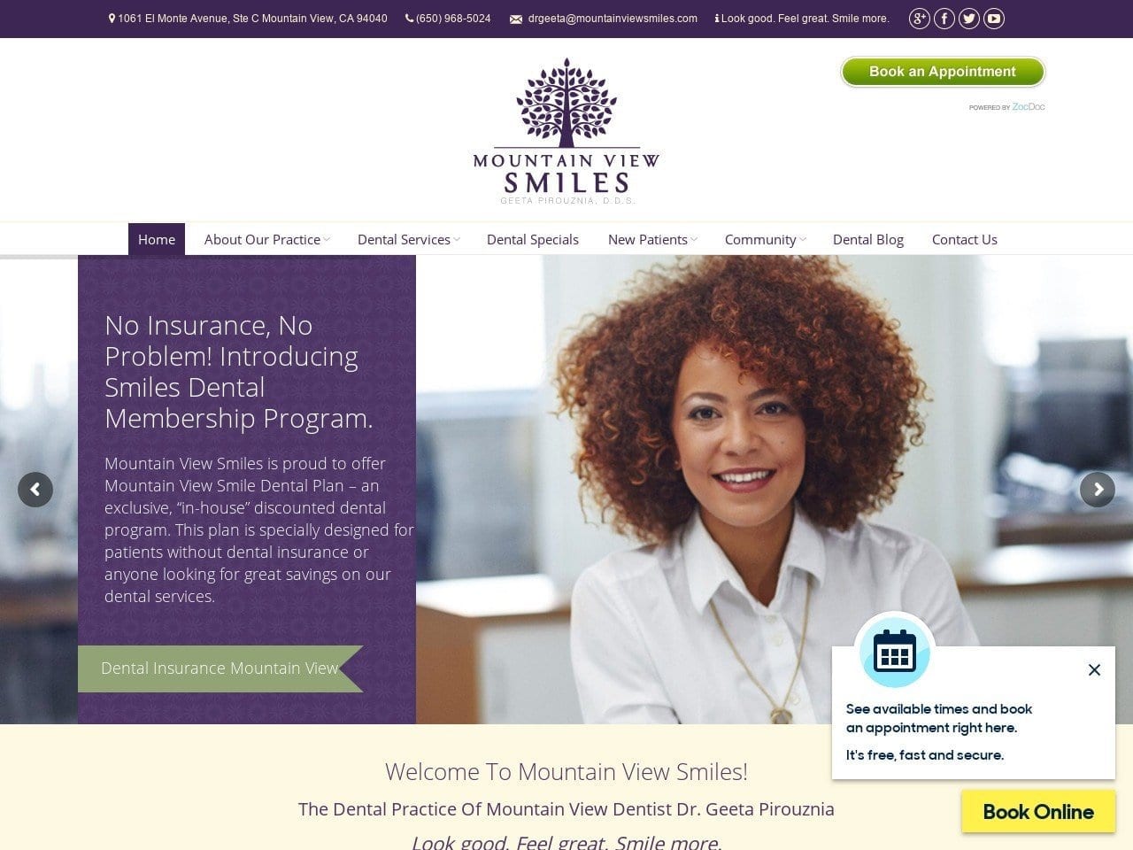 Mountain View Smiles Website Screenshot from mountainviewsmiles.com