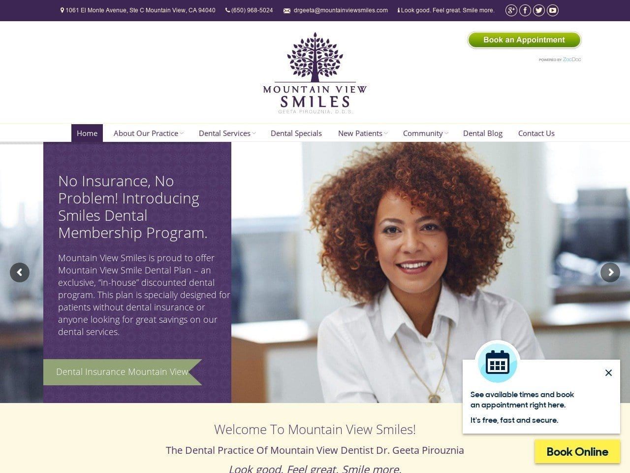 Mountain View Smiles Website Screenshot from mountainviewsmiles.com