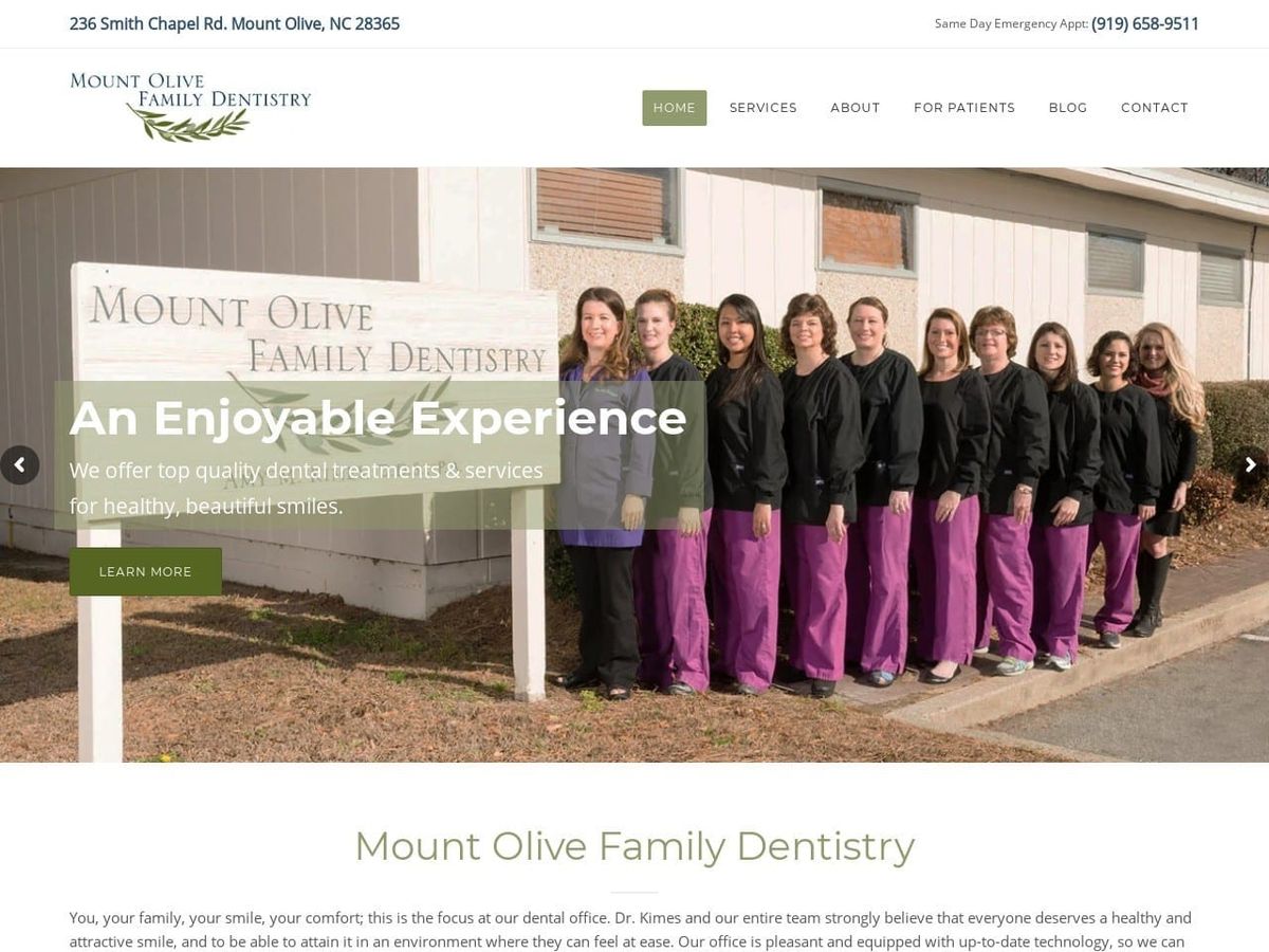 Mount Olive Family Dentistry Website Screenshot from mountolivesmiles.com