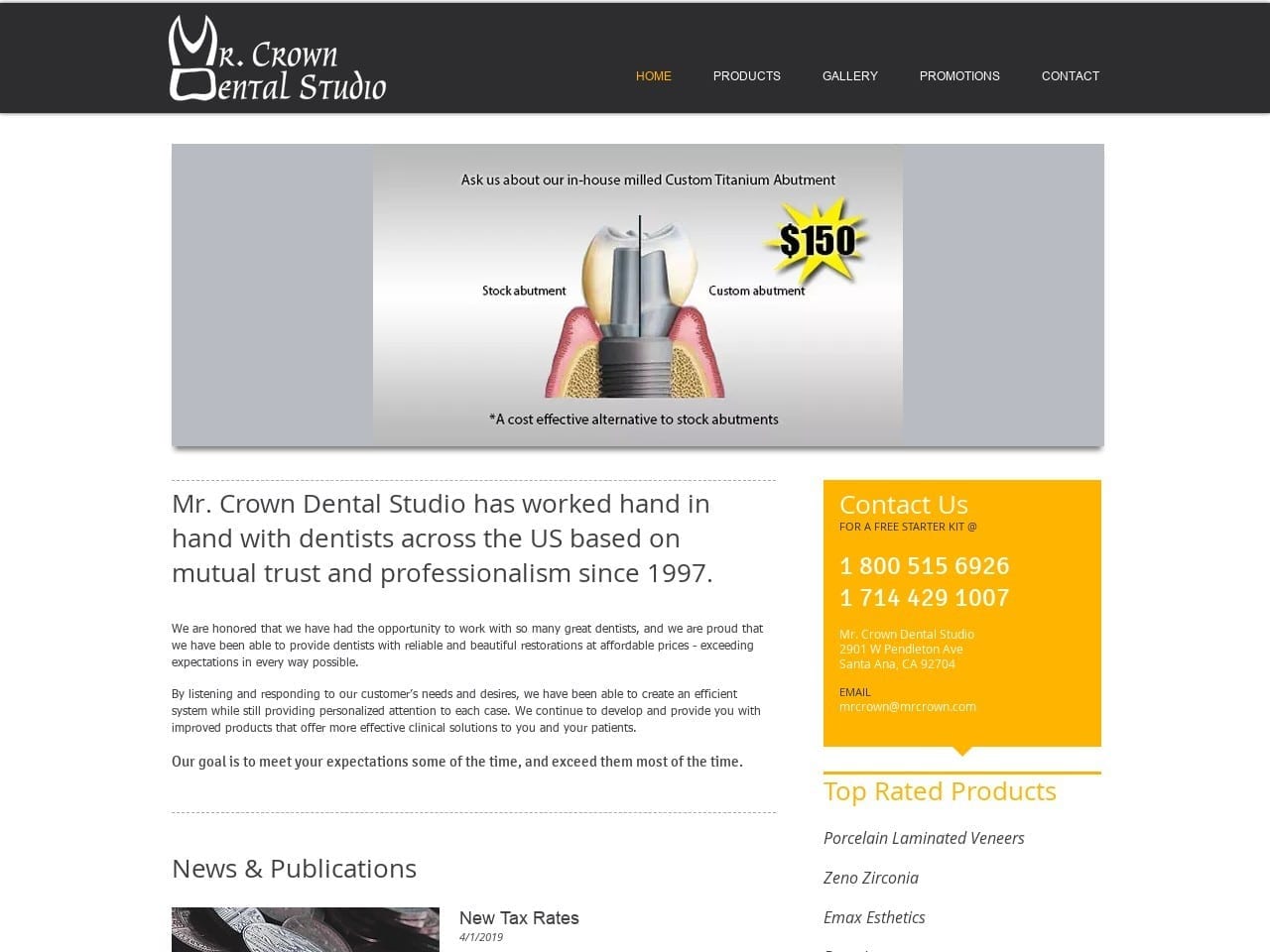 Mr. Crown Dental Studio Website Screenshot from mrcrown.com