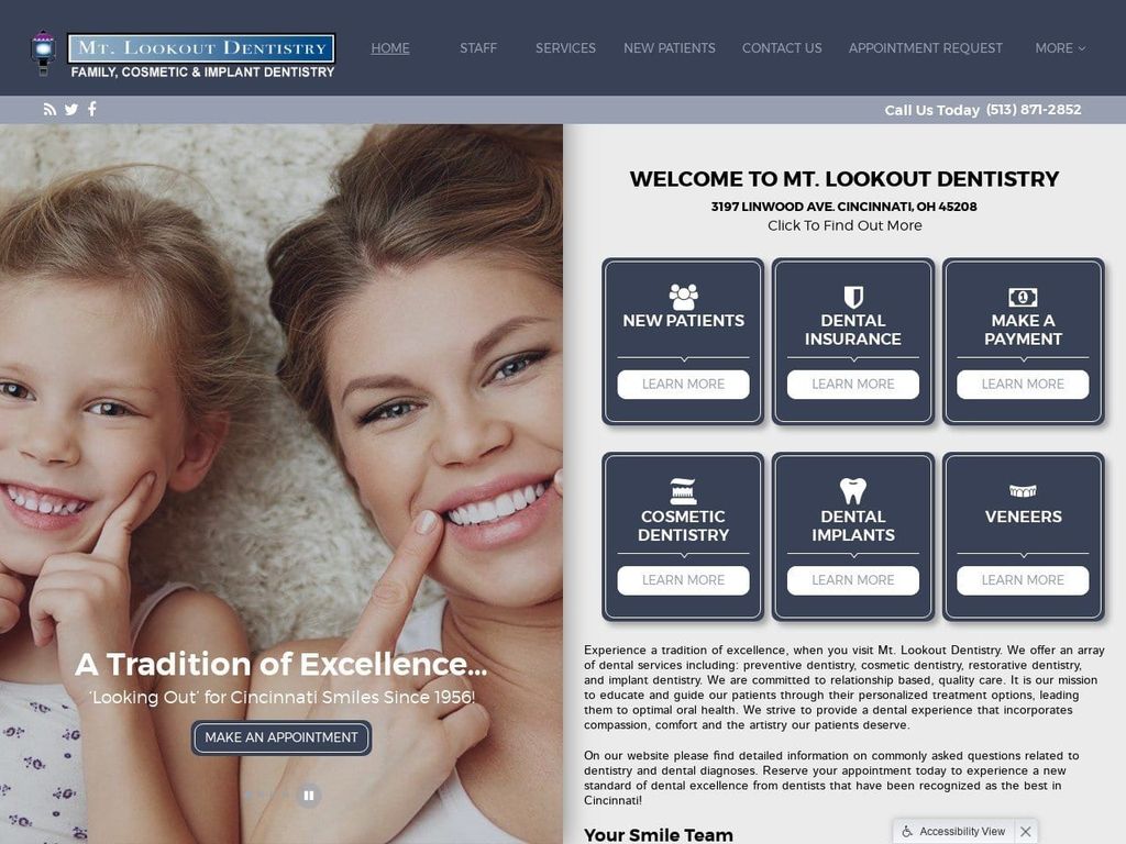 Mt. Lookout Dentistry Website Screenshot from mtlookoutdentistry.com