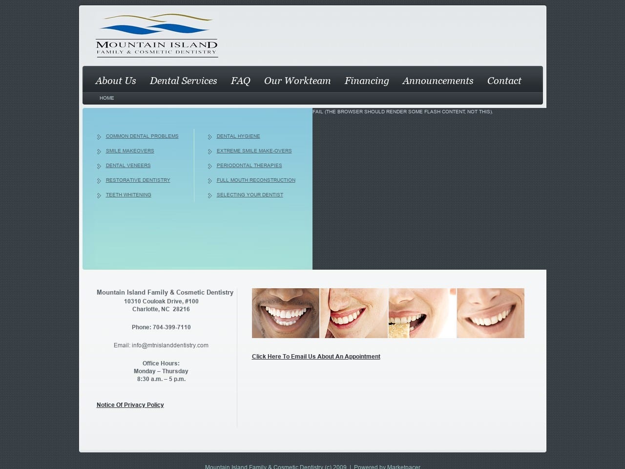 Mountain Island Family Monroe W Kevin DDS Website Screenshot from mtnislanddentistry.com