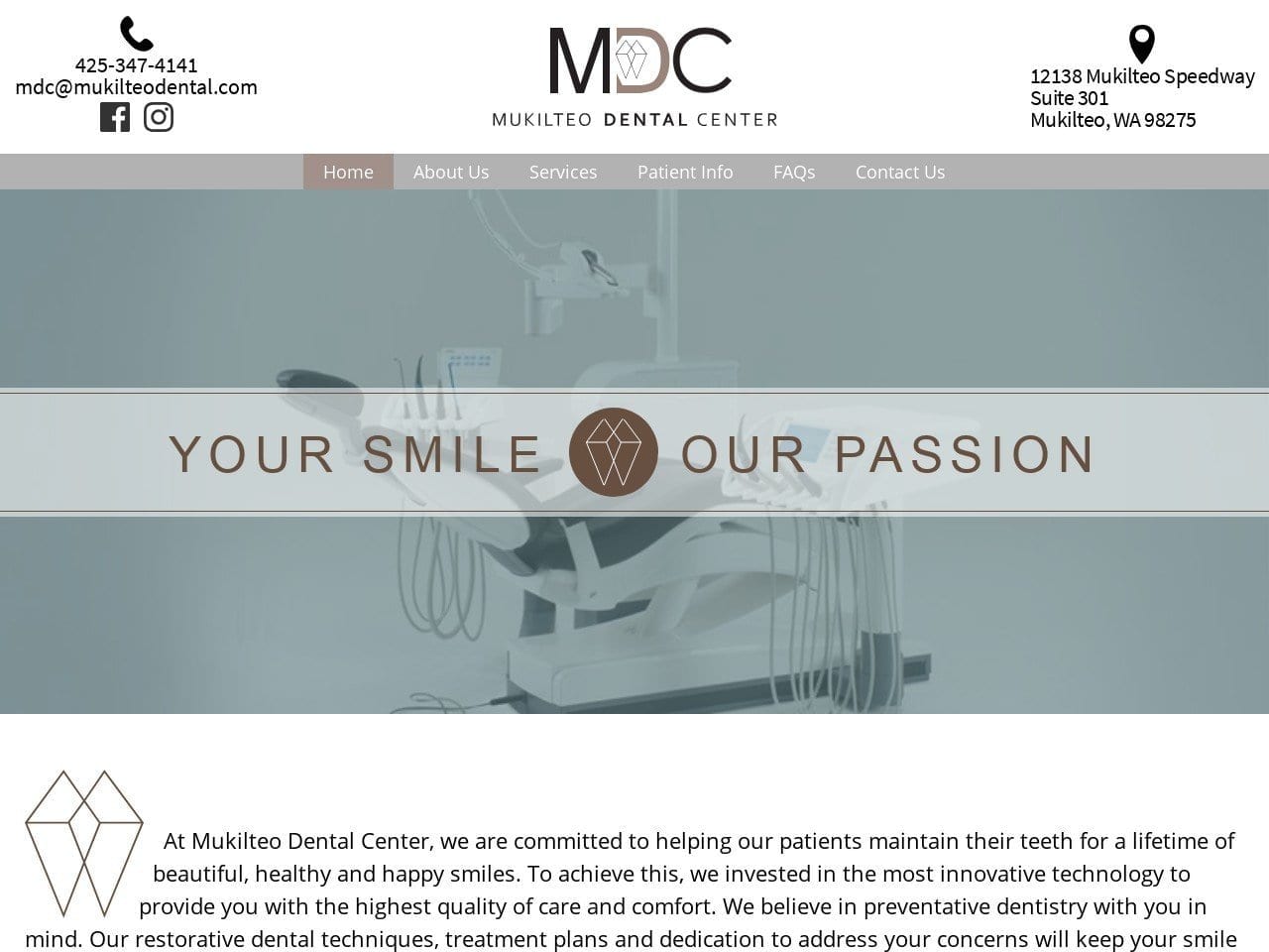 Mukilteo Dental Center Website Screenshot from mukilteodentalcenter.com