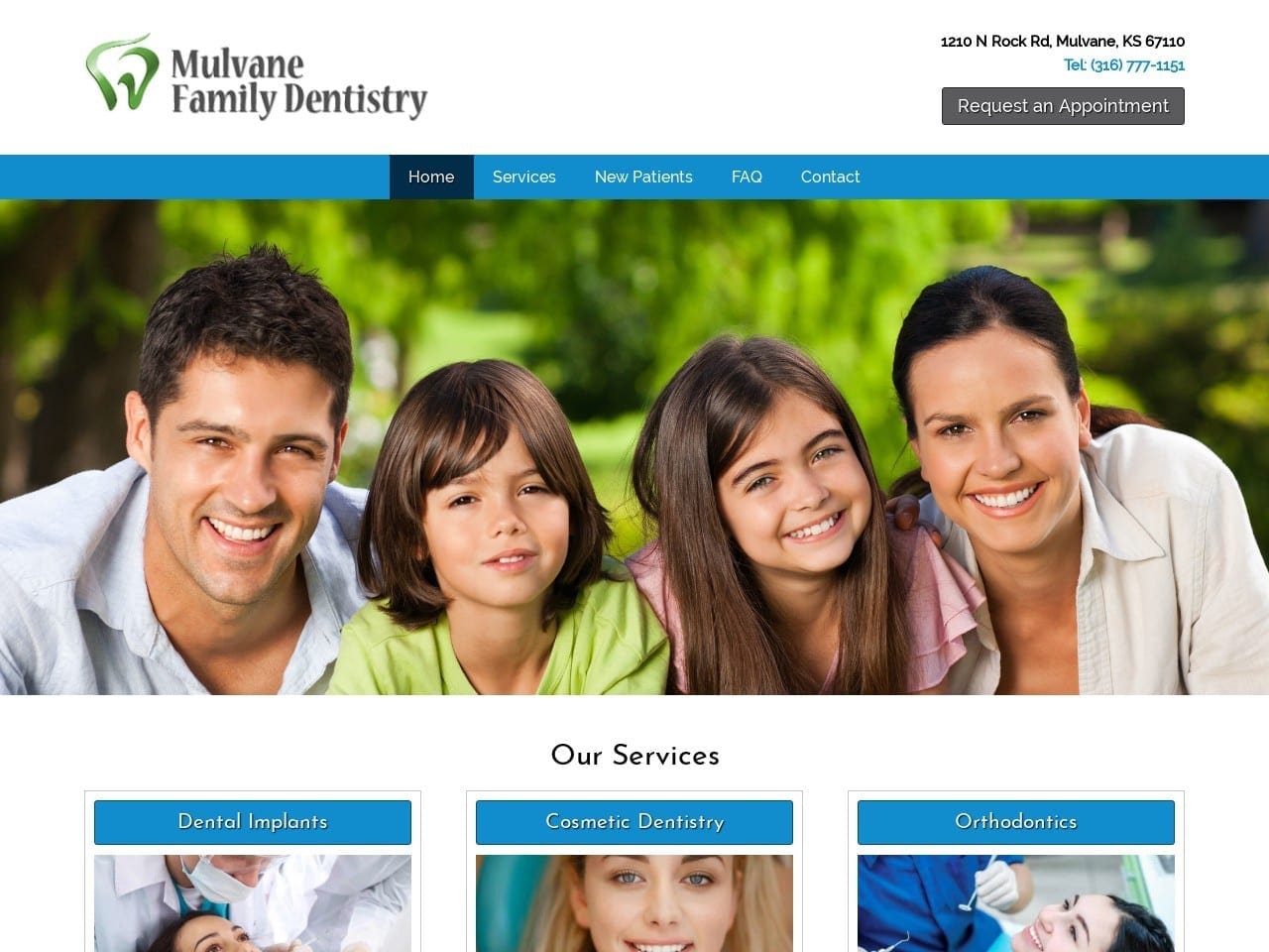 Mulvane Family Dentist Website Screenshot from mulvanedentist.com