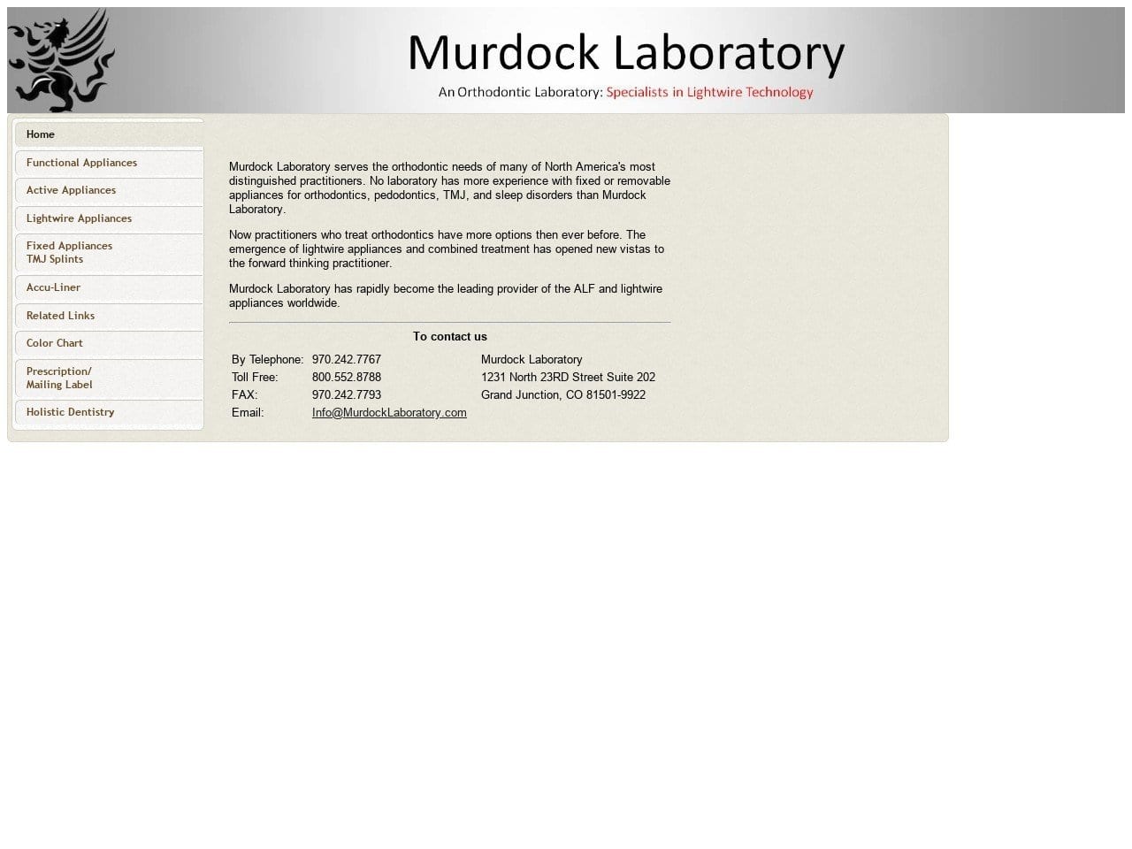 Murdock Laboratory Inc Website Screenshot from murdocklaboratory.com