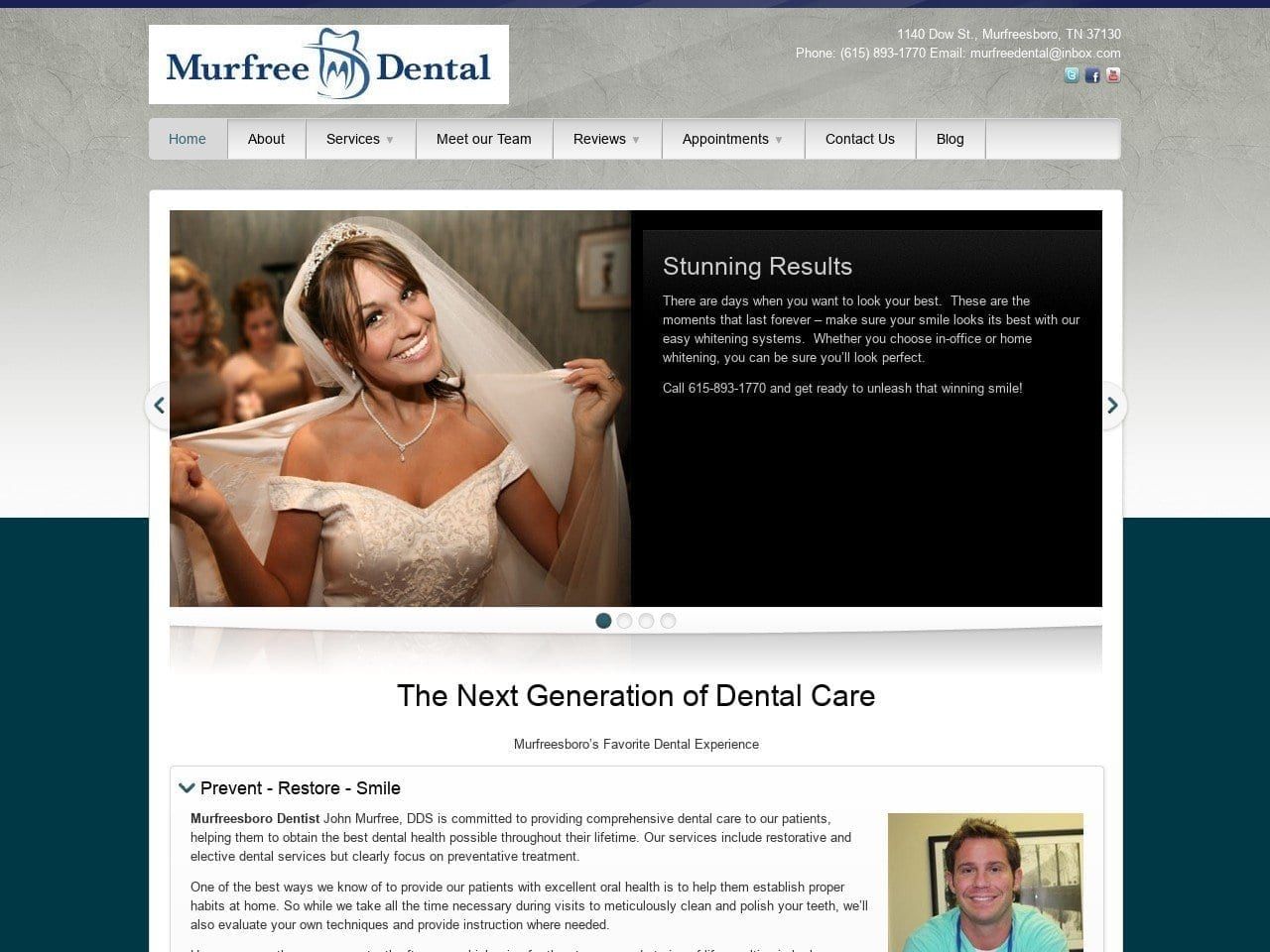 Dr. John P. Murfree DDS Website Screenshot from murfreedental.com