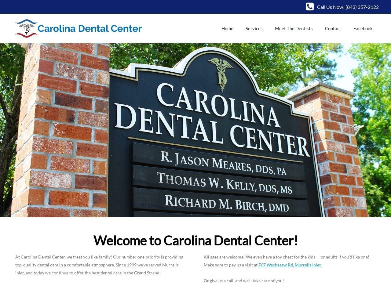 Carolina Dental Center Dr. R. Jason Meares D.D.S. Website Screenshot from murrellsinletdentist.com