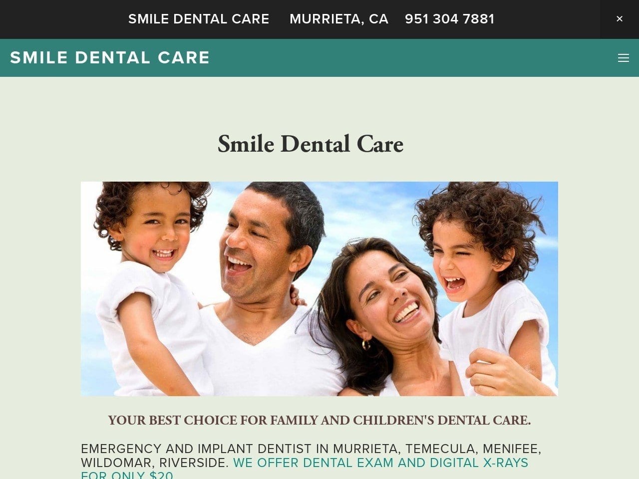 Smile Dental Care Steven T Nguyen DDS APC Website Screenshot from murrietasmiledental.com