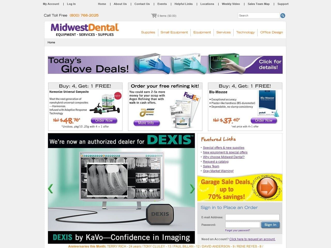 Midwest Dental Website Screenshot from mwdental.com