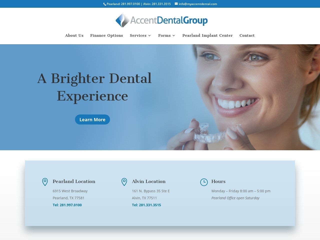 Accent Dental Group Website Screenshot from myaccentdental.com