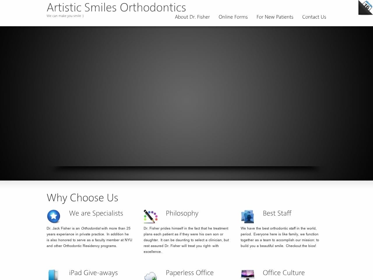 Artistic Smiles Orthodontics Website Screenshot from myartisticsmile.com