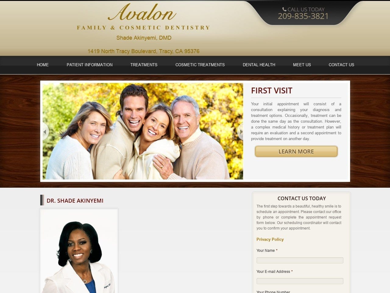 Dr. Shade Akinyemi DDS Website Screenshot from myavalondentistry.com