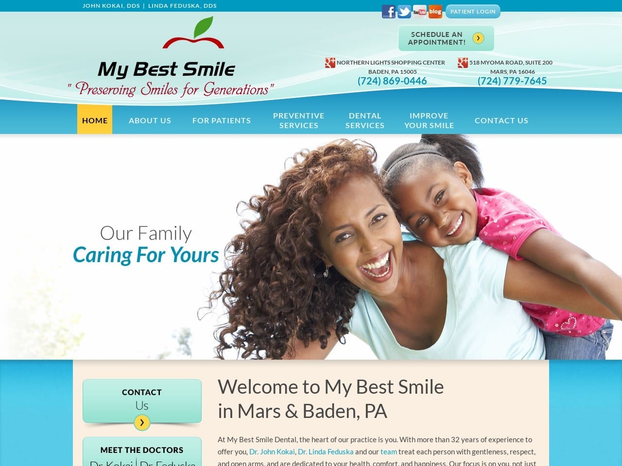 Dr. Linda Feduska DDS Website Screenshot from mybestsmile.com