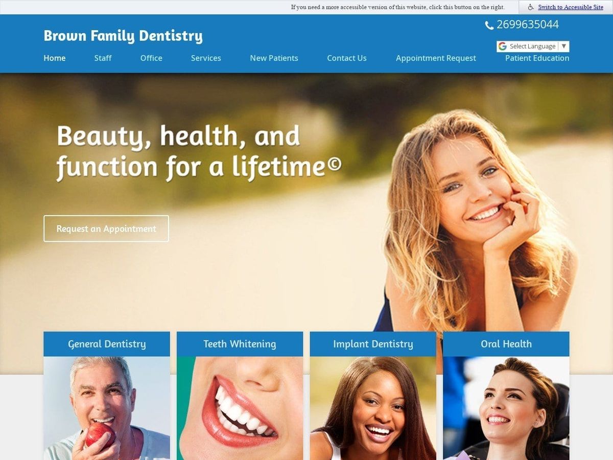 Brown Family Dentist Website Screenshot from mybrownfamilydentistry.com