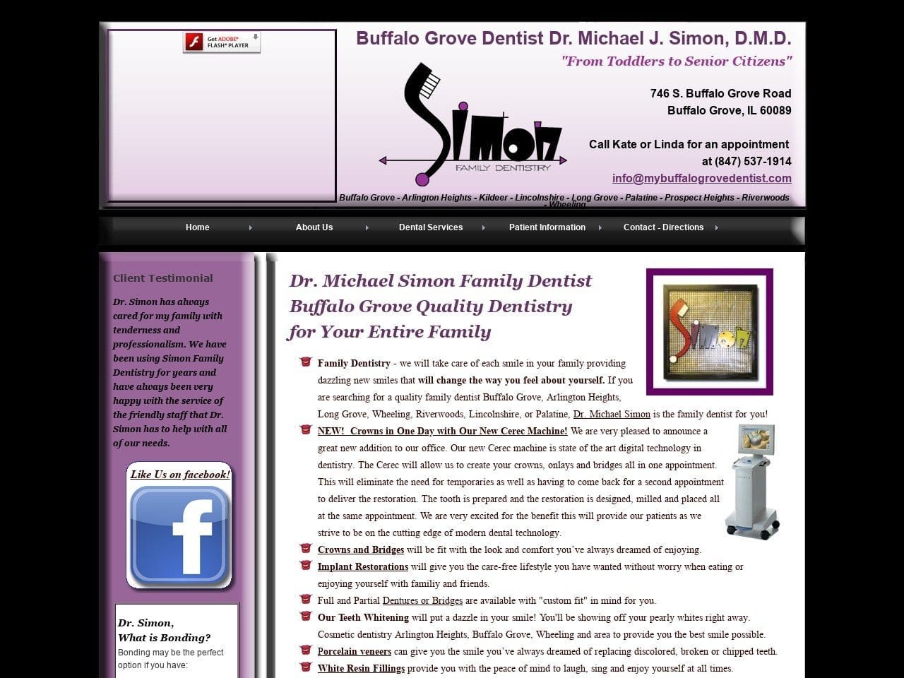 Simon Family Dentist Website Screenshot from mybuffalogrovedentist.com