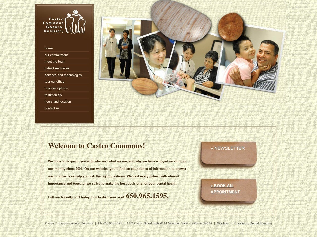 Castro Commons Dentist Website Screenshot from myccdentistry.com