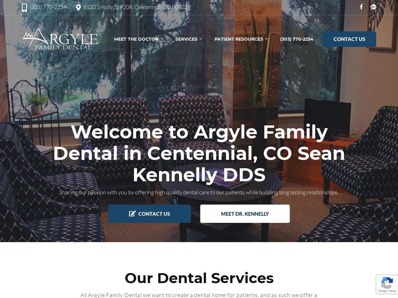 My Centennial Dentist Website Screenshot from mycentennialdentist.com