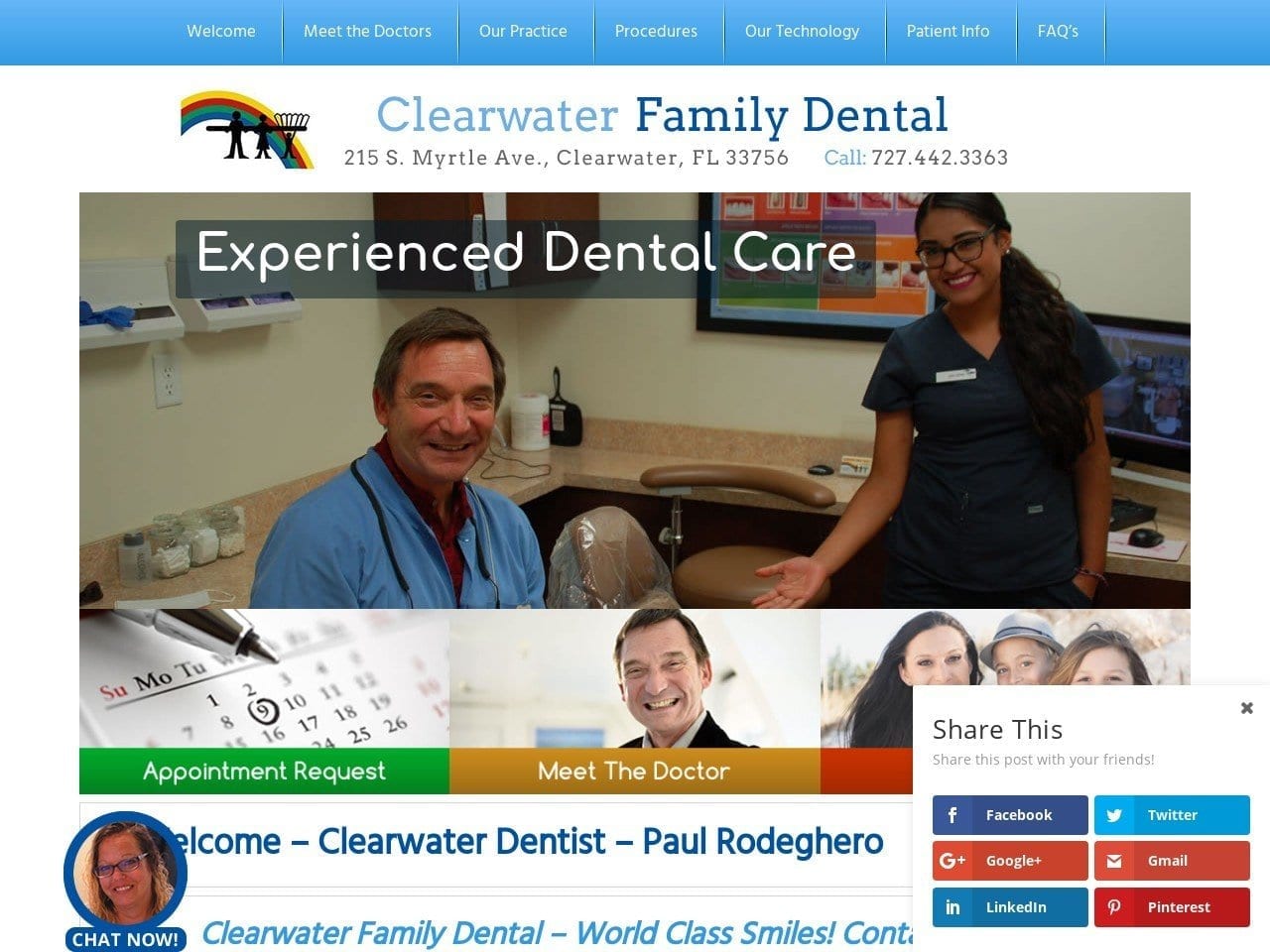 Clearwater Family Dental Website Screenshot from myclearwaterfamilydental.com