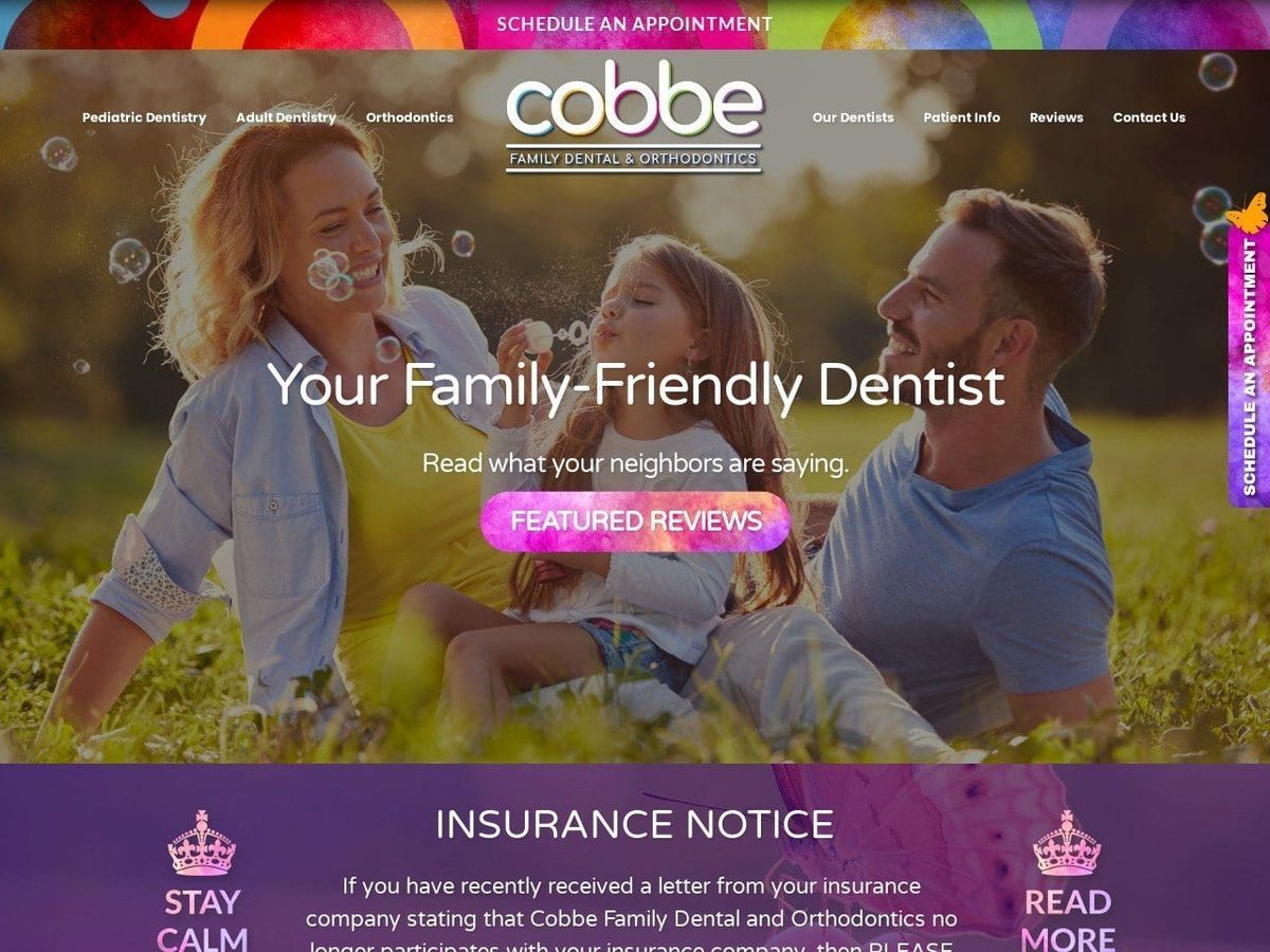 Cobbe Dental Website Screenshot from mycobbedental.com
