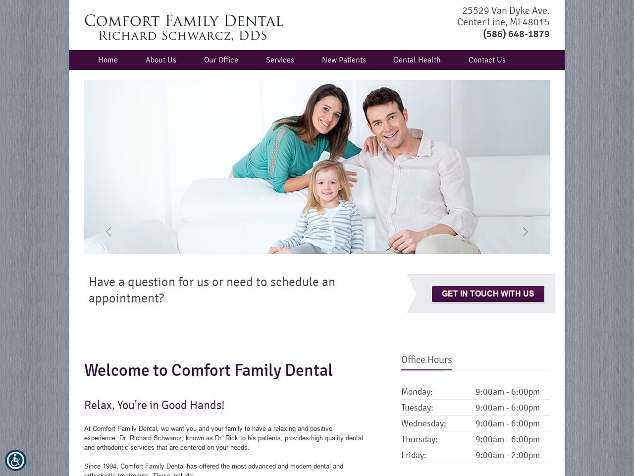 Comfort Family Dental Website Screenshot from mycomfortfamilydental.com