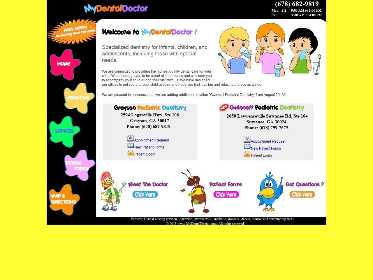 Grayson Pediatric Dentist Website Screenshot from mydentaldoctor.com