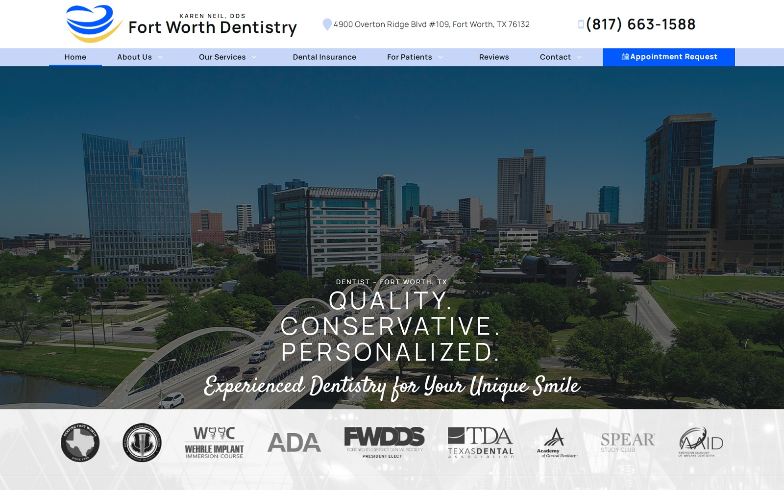 mydentistfortworth.com screenshot